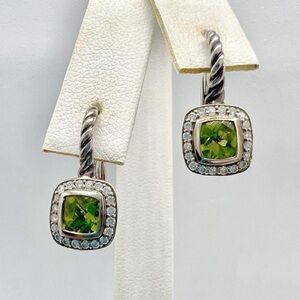 David Yurman Albion Drop Earrings With Peridot and Diamonds